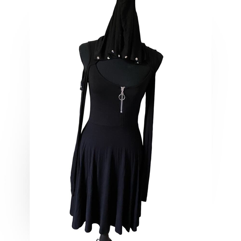 Killstar Black Long Sleeve Hooded Dress XS